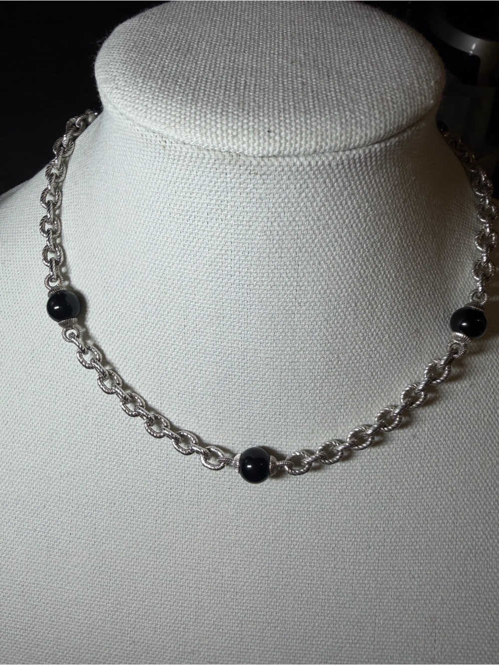 Judith Ripka Sterling & Onyx necklace